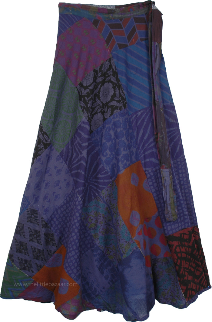 Wrap Around Skirt Long for Summer in Blue Purple