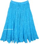 Hippie Blue Crochet Mid Length Cotton Summer Skirt  [6319]