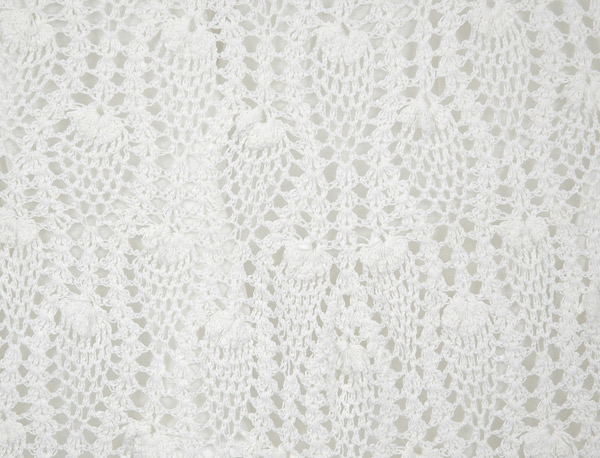 Scalloped Hem Crochet Pure White Mid Length Skirt