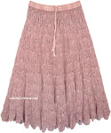 Dusty Pink Mid Length Crochet Womens Summer Skirt [6323]