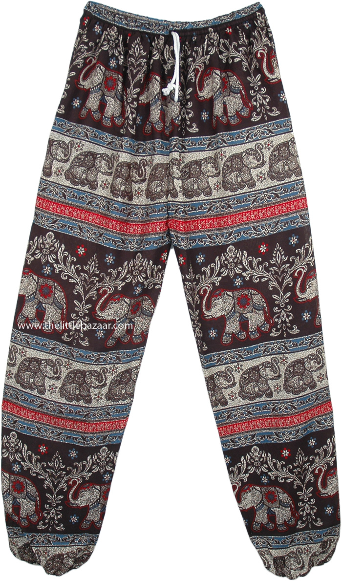 Bohemian Hippie Festive Elephant Print Harem Pants