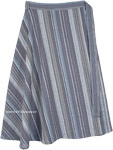 Steel Grey Striped Bohemian Cotton Wrap Around Skirt