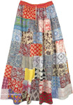 Summer Tones Hippie Patchwork Long Maxi Cotton Skirt