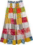 Tiered Myriad Colors Patchwork Style Cotton Long Sustainable Skirt