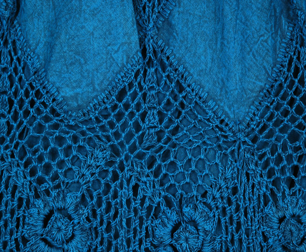 Teal Patchwork Cotton Crochet Summer Hippie Chic Skirt