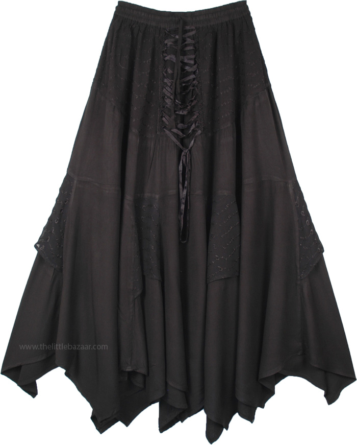 Coal Black Medieval Renaissance Western Chic Skirt