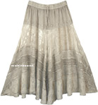 Lustrous Grey Midi Length Western Womens Skirt
