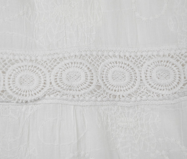 Dove White Crochet and Embroidery Yoga Waist Skirt