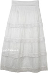 Dove White Crochet and Embroidery Yoga Waist Skirt