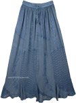Pale Blue Western Style Embroidered Gypsy Skirt