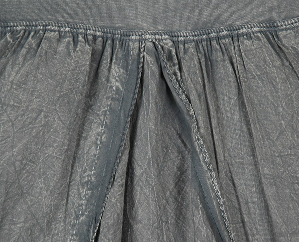 Stonewashed Steel Gray Cotton Vertical Patchwork Maxi Skirt