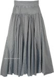 Stonewashed Steel Gray Cotton Vertical Patchwork Maxi Skirt