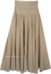 Stonewash Beige Vertical Patchwork Cotton Skirt [6460]