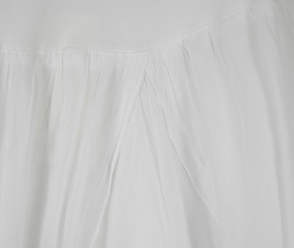 White Cotton Vertical Patchwork Maxi Skirt with Yoga Waist