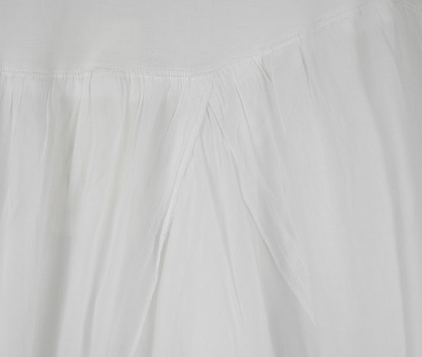 White Cotton Vertical Patchwork Maxi Skirt with Yoga Waist