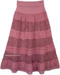 Pink Crochet Details Skirt with Foldover Waist [6462]