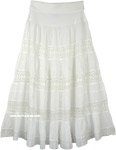 Bohemian Style Cotton Tiered Maxi Skirt Yoga Style [6467]