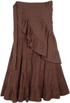 Cocoa Ruffled Tiered Jersey Cotton Wrap Around Skirt