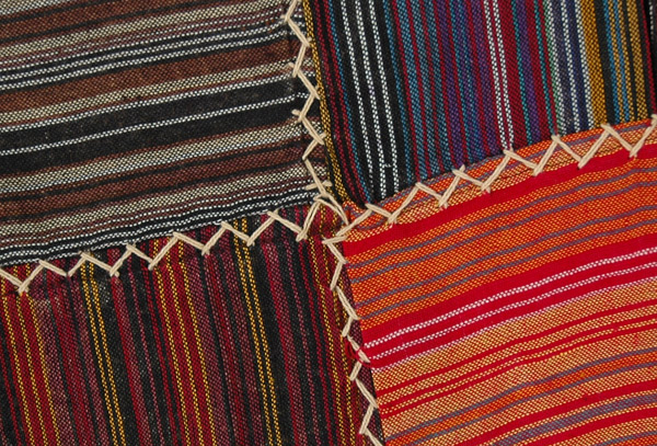 Striped Multi-Colored Cotton Patchwork Wrap Around Skirt