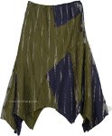 Dark Henna Asymmetrical Hem Cotton Midi Skirt