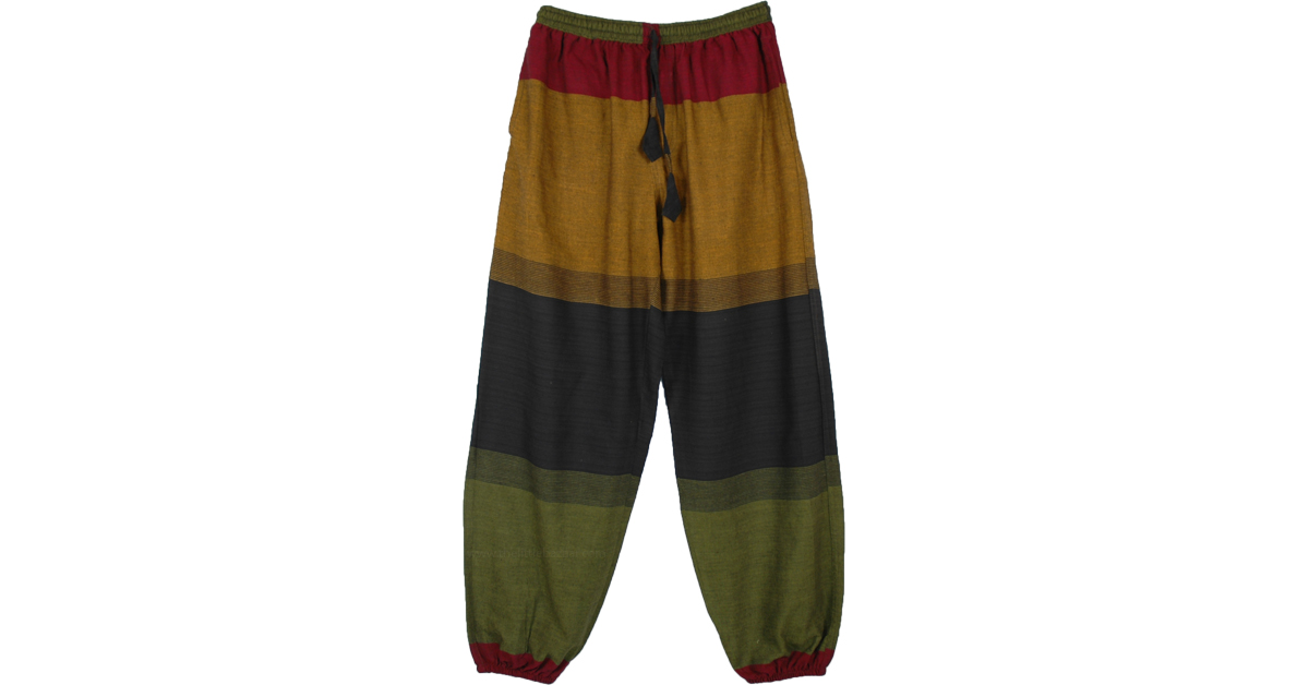 Equatorial Cotton Yoga Pants with Elastic Bottom Multicoloured