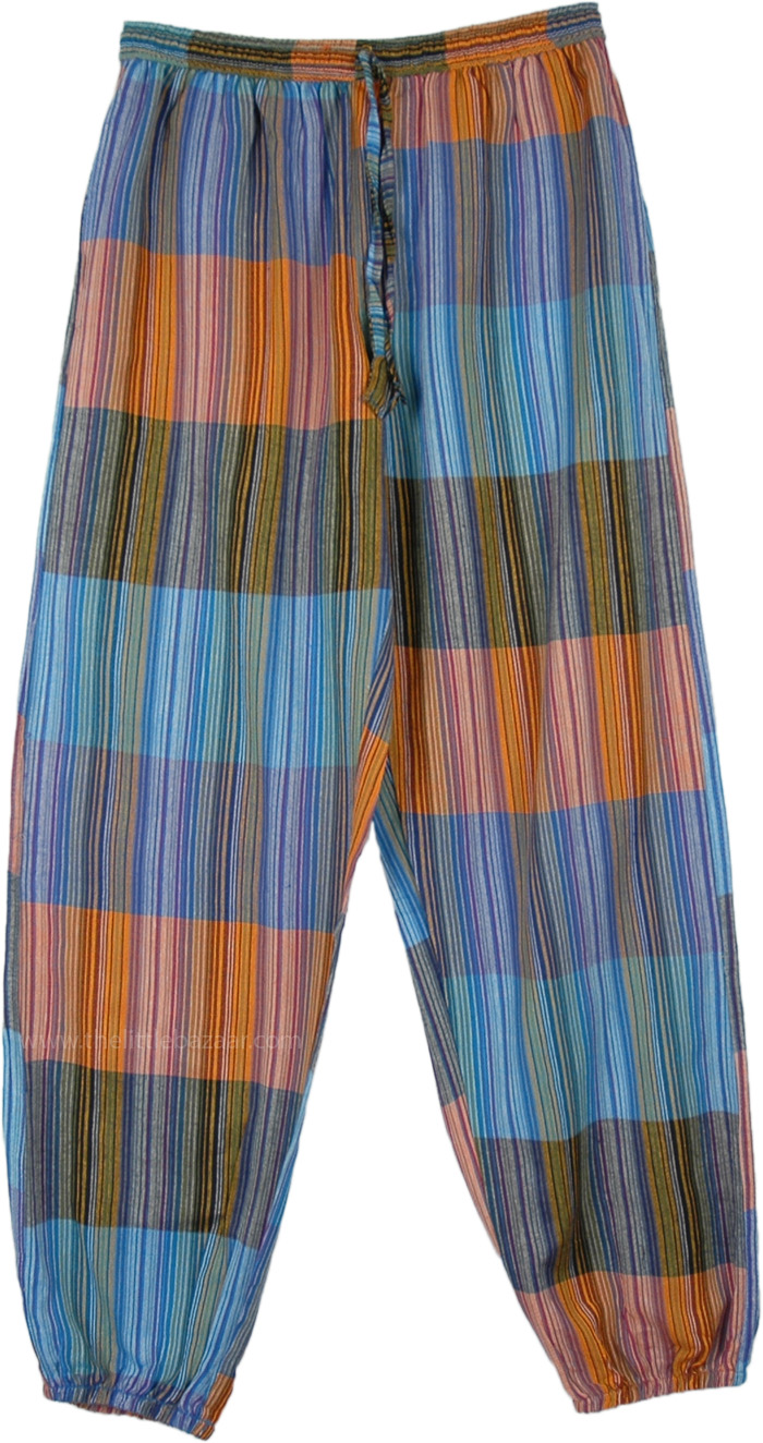 Tribal Harem Cotton Yoga Pants with Elastic Bottom | Multicoloured ...