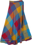 Colorful Pattern Fun All Season Cotton Long Wrap Around Skirt [6491]
