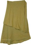 Layered Mid Length Wrap Around Skirt in Sycamore