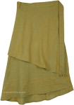 Layered Mid Length Wrap Around Skirt in Sycamore