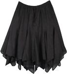 Plus Size Black Handkerchief Hem Cotton Solid Patchwork Skirt