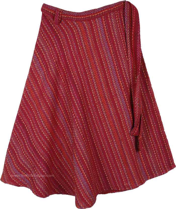 XL Natural Woven Gheri Cotton Artsy Bohemian Wrap Skirt