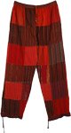 Red Bloom Patchwork Lounge Pants with Adjustable Bottom