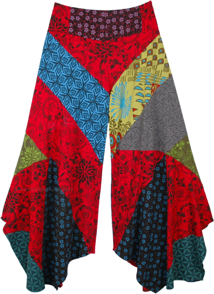 Mixed Patchwork Hippie Bell Bottom Palazzo Pants