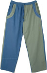 Dual Colored Woven Cotton Trousers with Pockets