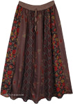 Vertical Panel Patchwork Earthen Hippie Long Skirt