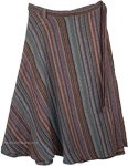 Red Grey Woven Wrap Around Skirt in Thick Cotton [6590]