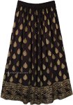 Belly Dancing Black and Gold Long Rayon Skirt