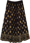 Belly Dancing Black and Gold Long Rayon Skirt