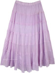 Lilac Summer Cotton Flared Skirt with Gathered Tiers