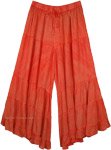 Fiery Orange Stonewashed Boho Wide Leg Large Pants