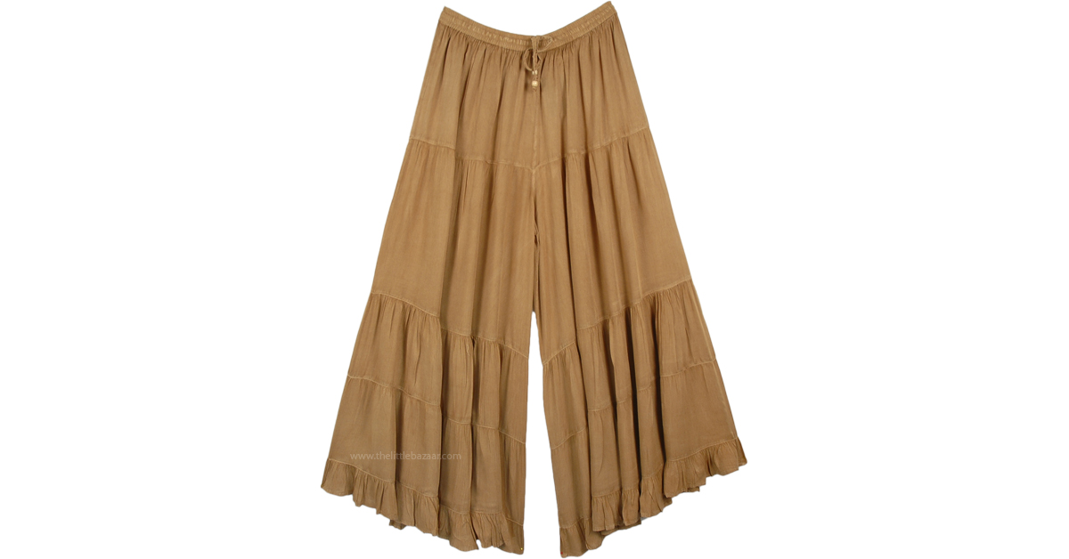 Muddy Waters Very Wide Leg Long Summer Palazzo Pants | Brown | Split ...