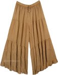 Tiered Rayon Free Flowing Muddy Brown Wide Leg Palazzo Pants [6698]