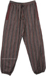 Brown Toned Striped Cotton Womens Harem Pants