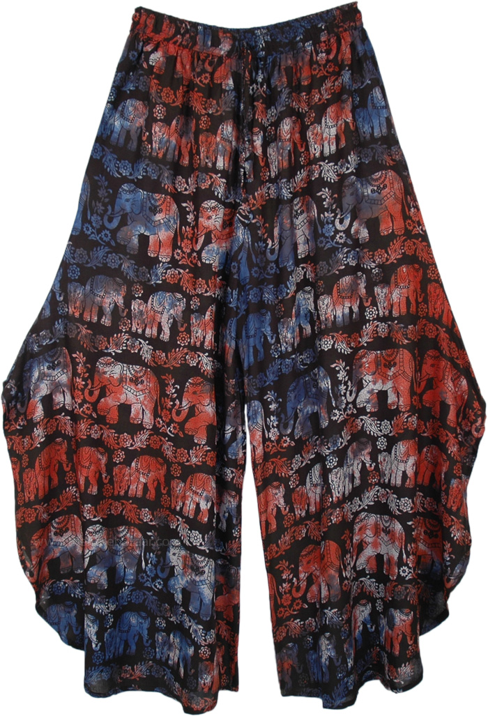 Gypsy Elephant Parade Side Cut Palazzo Pant Skirt