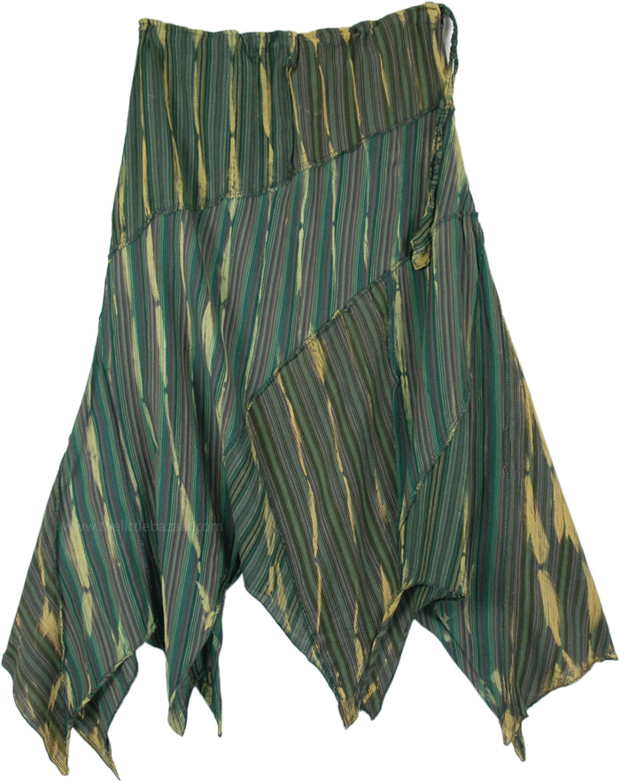 Basil Breeze Patchwork Hippie Uneven Hem Skirt