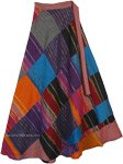 Cotton Patchwork Wrap Around Skirt with Festive Golden Tinsel
