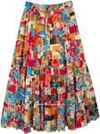Monarch Multi Color Patchwork Maxi Skirt 18 Tiers