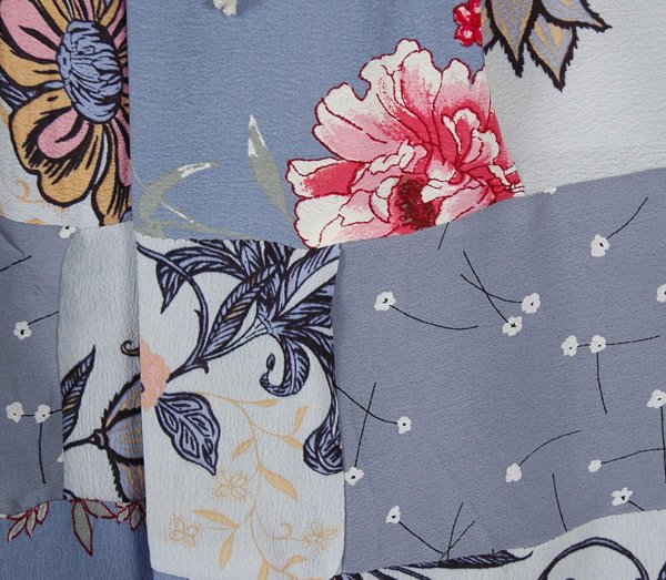 Dolphin Grey Floral Print Boho Patchwork Skirt | Grey | Patchwork ...