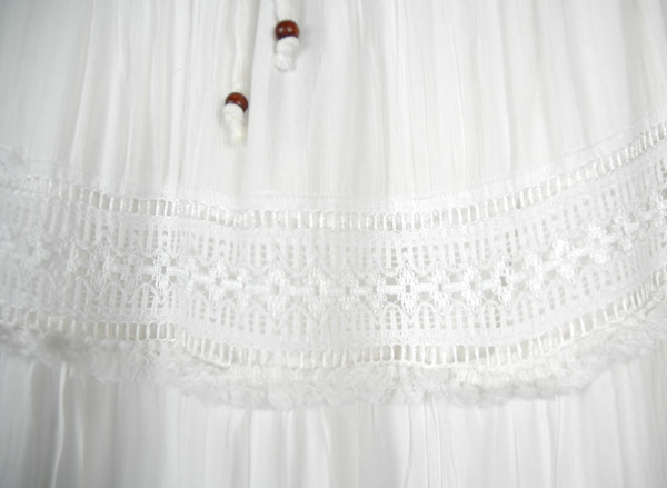 Evening Ivory Long Lace Skirt with Crochet Tier Details