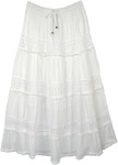 Evening Ivory Long Lace Skirt with Crochet Tier Details